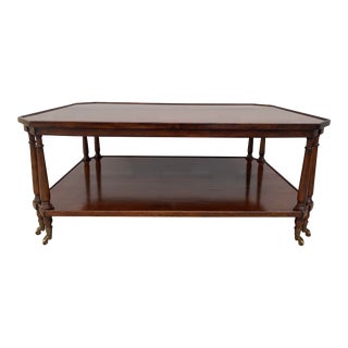 Late 20th Century Mahogany Coffee Table on Casters For Sale