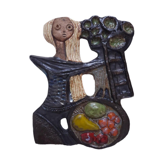 Mid-Century Art Pottery Wall Tile by Elisabeth Vandeweghe, Belgium, 1960s For Sale - Image 6 of 6