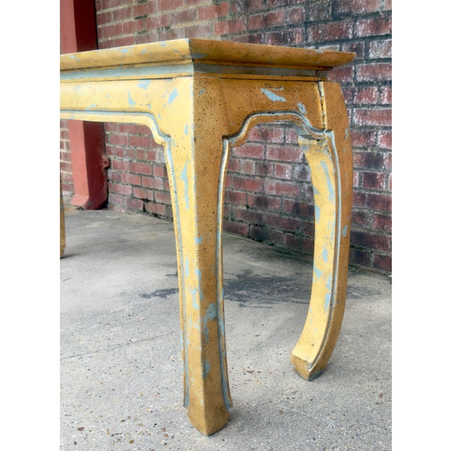 Vintage Palm Beach Regency Chinoiserie Light Blue Parcel Gilt Ming Style Console Table -Newly Painted For Sale - Image 9 of 18