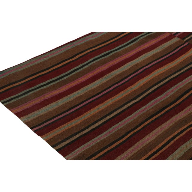 1950s Vintage Persian Paneled Kilim Rug in Polychromatic Stripes - By Rug & Kilim For Sale - Image 5 of 7