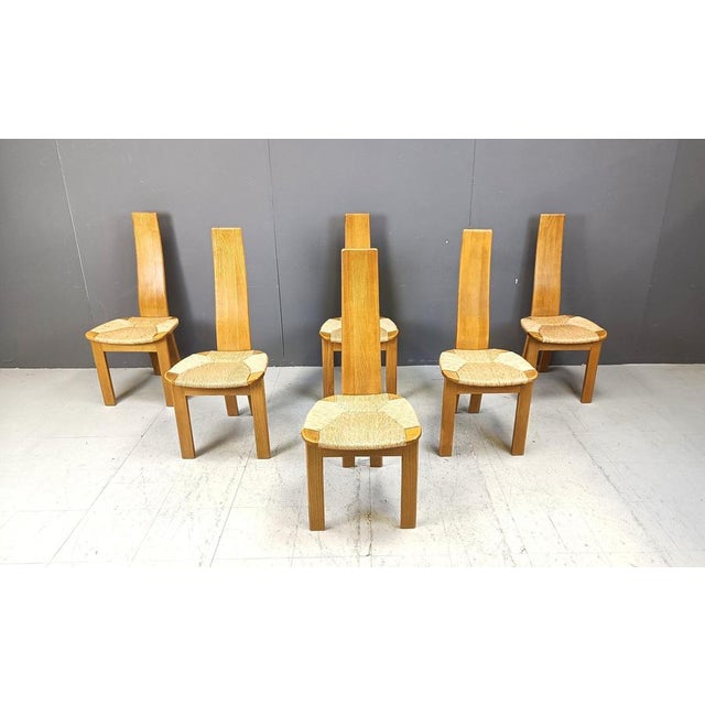 Vintage Wicker High-Back Dining Chairs, 1960s, Set of 5 For Sale - Image 9 of 10
