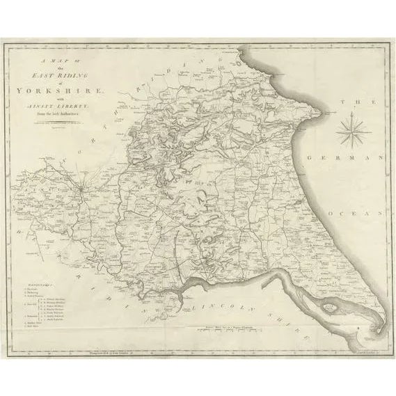 Large Antique County Map of the East Riding of Yorkshire, England, 1805 For Sale - Image 6 of 6