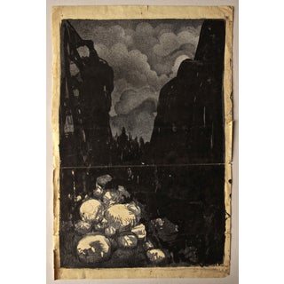 Gabriele Galantara, Night Forest, Early 20th Century, Ink on Paper For Sale