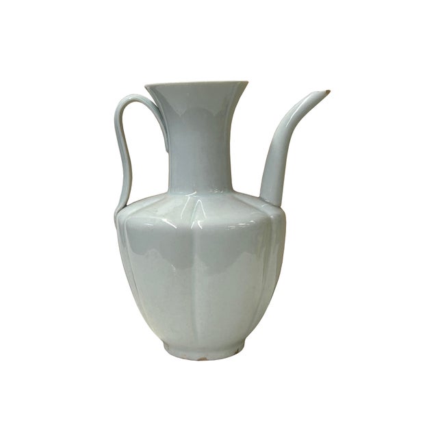 Chinese Porcelain Light Celadon White Plain Minimalistic Art Vase For Sale In San Francisco - Image 6 of 10