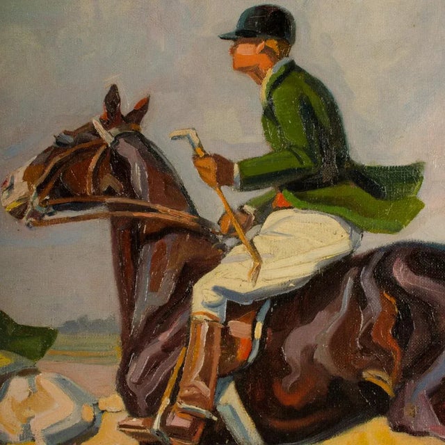 1920s István Csengery (Budapest, B. 1887 - D. 1946) Polo Match Impressionist Oil Painting C 1921 For Sale - Image 5 of 11