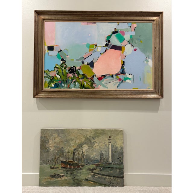 Walter Prescher Van Ed (1916-1988) Large Signed French Harbor Oil Painting For Sale - Image 13 of 16