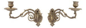 Pair of French Empire Style Brass Swing-Arm Wall Sconces