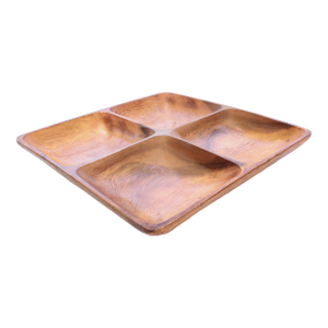 MCM Carved Monkeypod Sectioned Serving Tray