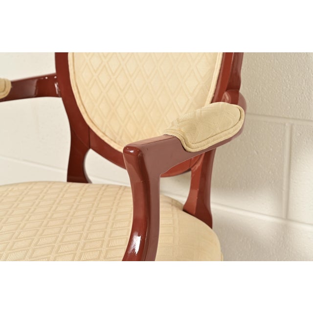 Karges Style French Provincial Louis XV Brown Lacquered Dining Chairs, Set of Six For Sale - Image 10 of 14
