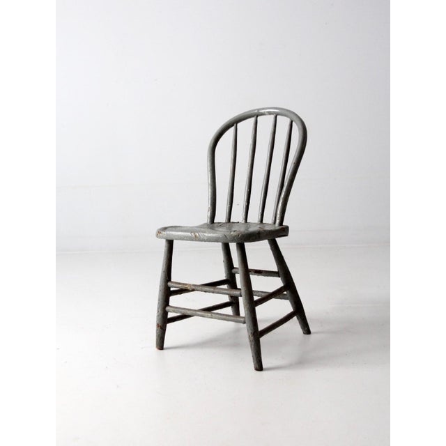 Early 20th Century Antique Farmhouse Spindle Back Chair For Sale - Image 5 of 9