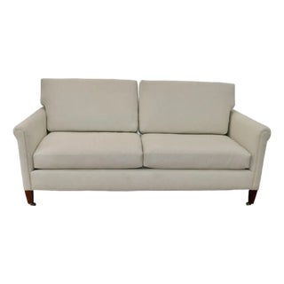 Early 21st Century Attributed to Hickory Chair Furniture Sofa Recently Re-Upholstered in Natural Belgian Linen For Sale
