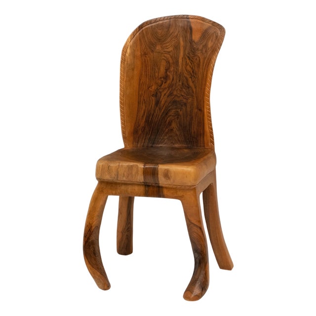 Organic Wabi Sabi Sculptural Walnut Side Chair from Pierre Decorse For Sale