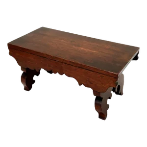 Antique Victorian Hand Made American Black Walnut Fireside Stool - Footstool Circa Late 19th Century