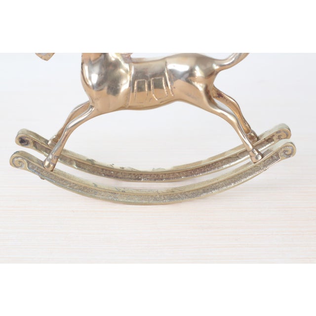 Brass Mid-Century Solid Brass Rocking Horse, Whimsical Home Decor For Sale - Image 8 of 14