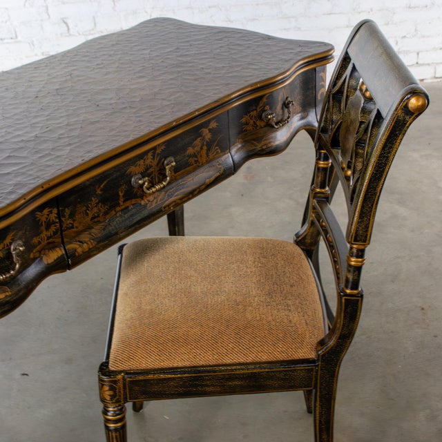Late 20th Century Chinoiserie French Louis XV Style Ladies Writing Desk and Chair For Sale - Image 6 of 18