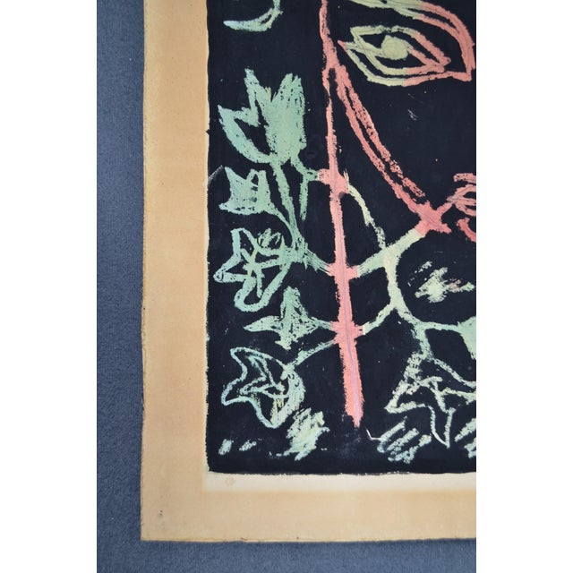 1950 Guillain Siroux “Visage Rose” French Modernist Mixed Media Portrait For Sale - Image 9 of 11