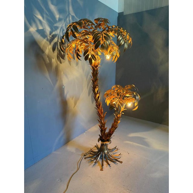 Metal Hans Kögl Two Trunk Palm Tree Floor Lamp 1970s Germany For Sale - Image 7 of 9