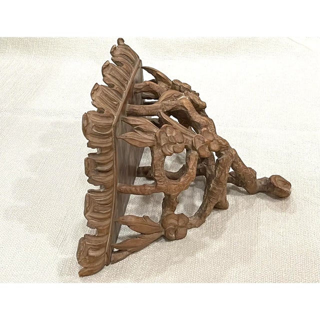 Tan Vintage Carved Faux Bois Floral Wall Shelves For Sale - Image 8 of 10
