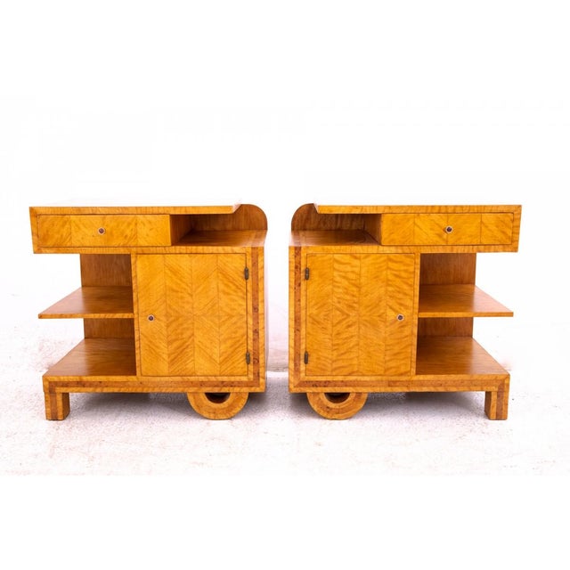 Vintage Polish Art Deco Nightstands, 1930s, Set of 2 For Sale - Image 4 of 15