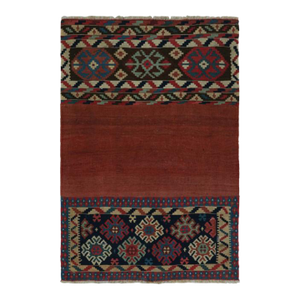 Rug & Kilim’s Afghan Tribal Kilim Rug in Red With Colorful Geometric Patterns