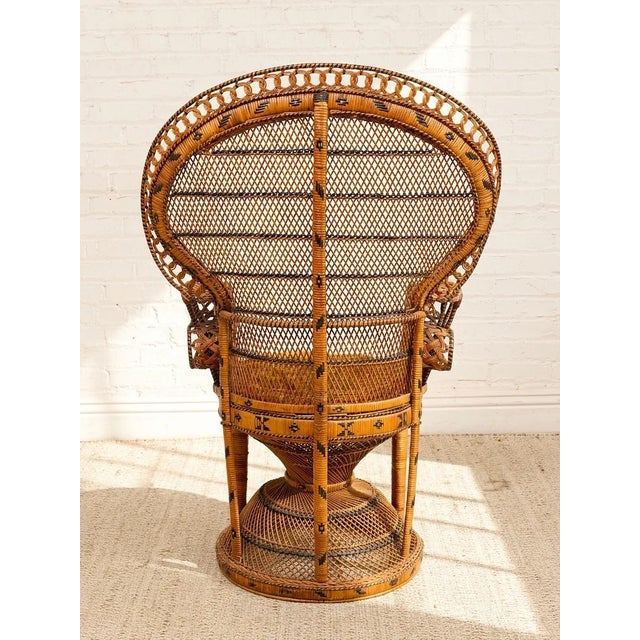 Mid-Century Modern Vintage 1970s Wicker Peacock Chair For Sale - Image 3 of 11
