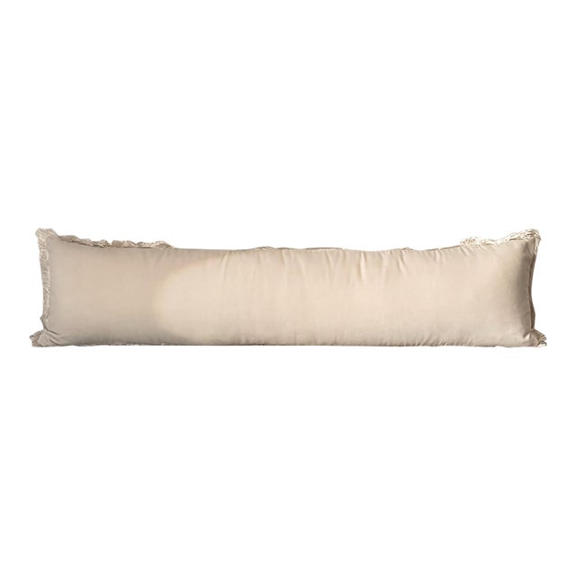 Cb2 Bettie Warm White Velvet Lumbar Pillow 48” For Sale