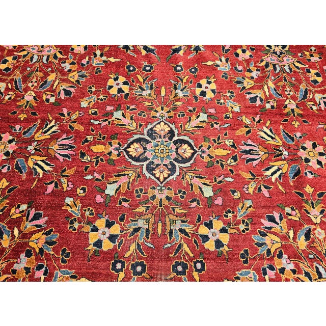 Vintage Persian Kashan Rug, Hand-Knotted Wool, Allover Floral Pattern, Red & Navy, 9x14 For Sale - Image 15 of 17