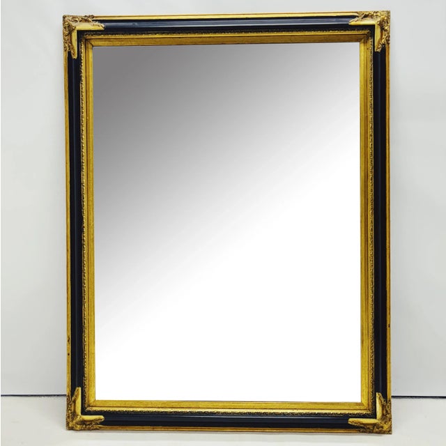 Baroque Mirror XL with Decorative Wooden Frame. This rectangular mirror features an elegantly carved wooden frame in black...