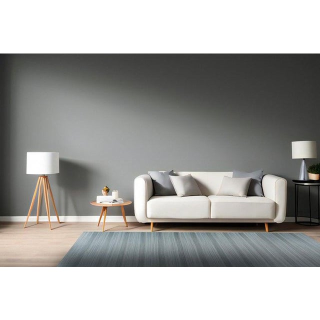 Textile 10x14 Gray Hand-Knotted Wool Striated Bands Geometric Modern Carpet Rug For Sale - Image 7 of 10