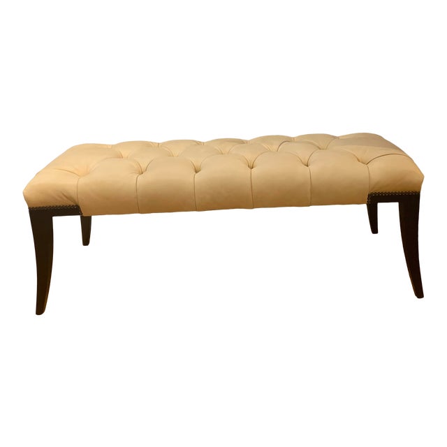 Vintage Baker Furniture Leather Tufted Bench Chairish
