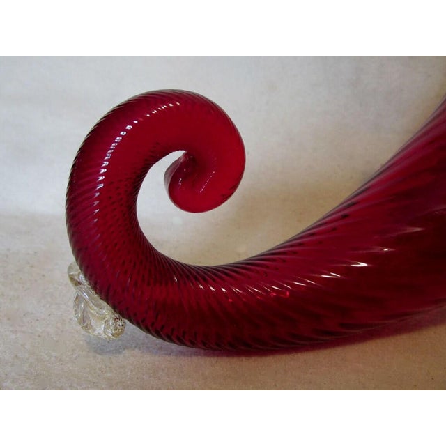 Italian Vintage Mid Century Italian Venetian Glass Cornucopia, Gold Inclusions For Sale - Image 3 of 4