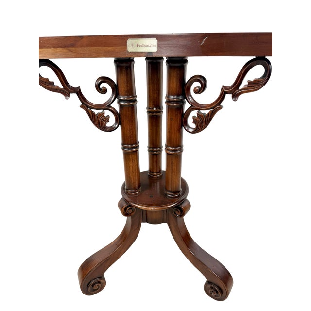 Vintage Southampton Demilune Console Table With Cane & Glass Top For Sale - Image 9 of 18