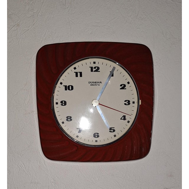 Vintage Wall Clock with Red Ceramic Case by Dugena, 1970s For Sale - Image 6 of 6