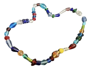 Venetian Glass Bead Necklace in Various Colors and Shapes Antique Jewelry