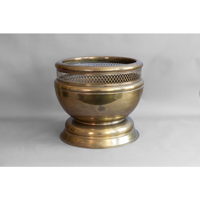 Metal Vintage Brass Jardinaire, 1920 For Sale - Image 7 of 7