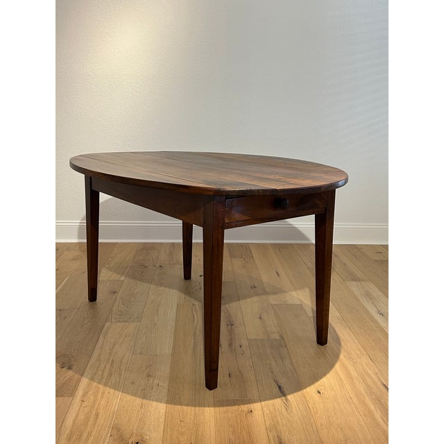 Fine Antique c.1860 French Walnut Oval Table with Single Drawer Purchased from Hideaway House Antiques in Los Angeles (Now...