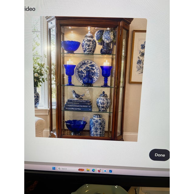 Mid-Century Modern Vintage Cobalt Blue Glass Candle Holders Pair Tall Pedestal Trumpet Style For Sale - Image 3 of 4