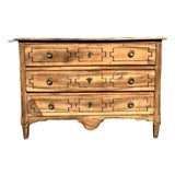 18th Century Louis XVI Solid Walnut Bleached Marble Top Chest of Drawer / Commodes For Sale