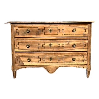 18th Century Louis XVI Solid Walnut Bleached Marble Top Chest of Drawer / Commodes For Sale
