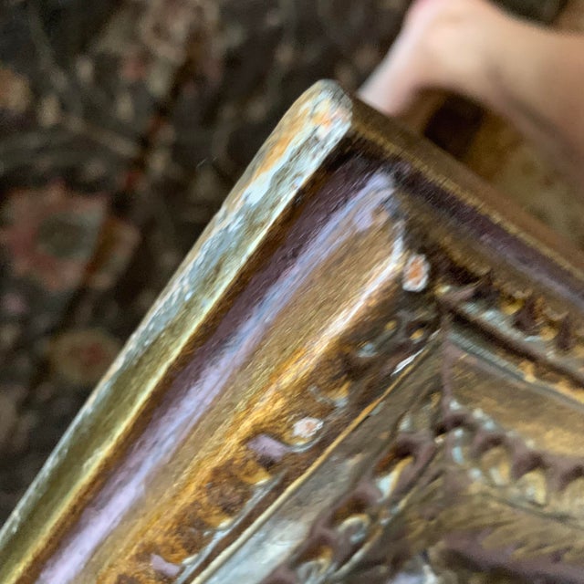 Vintage Inspired Ornate Gold Tone Pressed Tin Mirror For Sale - Image 10 of 10