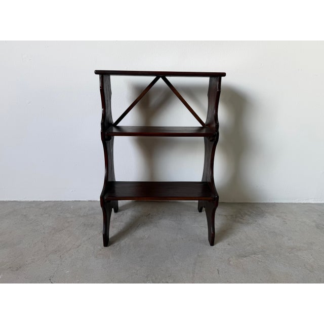 Antique Italian Dark Mahogany Library Step Stool For Sale - Image 10 of 12