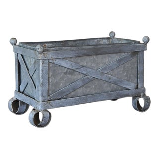 Vintage English Galvanized Steel Planter For Sale