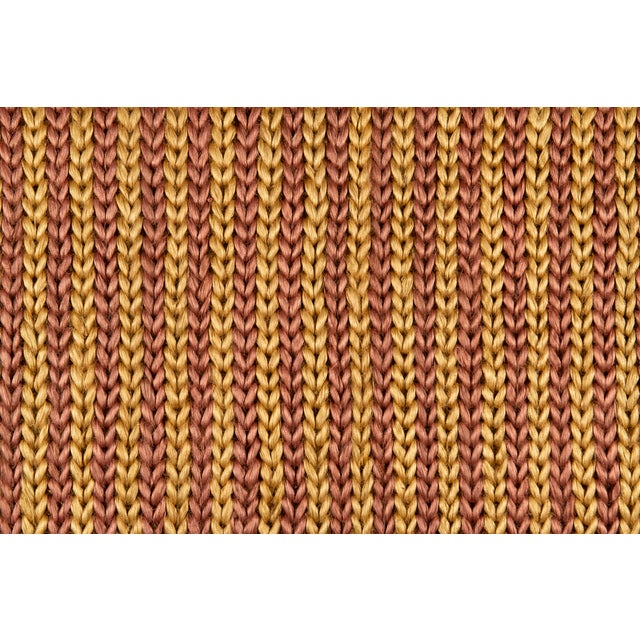 Transitional Part & Parcel Goods Jute Sample Braid Rug, 6"x6", Topaz and Mustard Stripe For Sale - Image 3 of 5