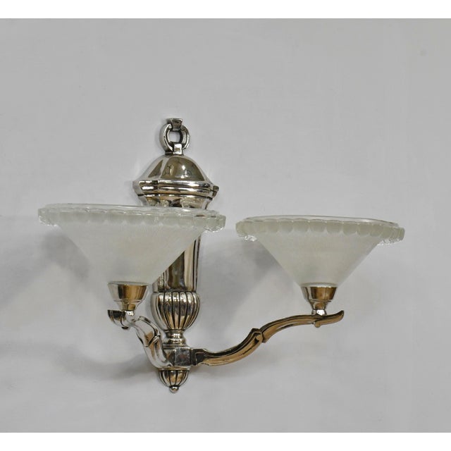 1930s 1930s Petitot Ezan Ejg French Art Deco Double Wall Sconces - A Pair For Sale - Image 5 of 12