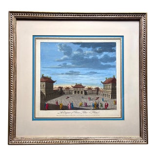 Antique 'Chinoiserie' Imperial Palace Engraving- Gold Leaf Frame For Sale