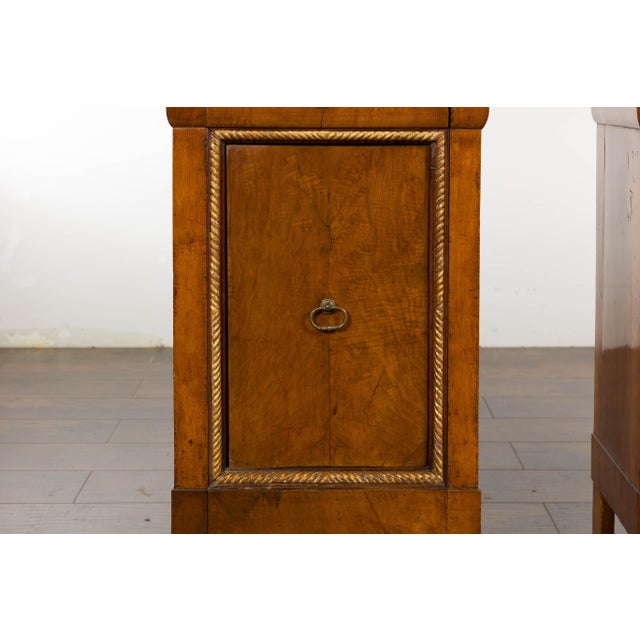 1800s Italian Walnut Bedside Cabinets with Giltwood Twisted Rope Motif, Pair For Sale - Image 11 of 12