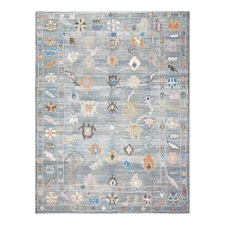 21st Century Turkish Oushak Wool 9x12 Slate Blue & Ivory Handmade Area Rug #a.c.201 For Sale