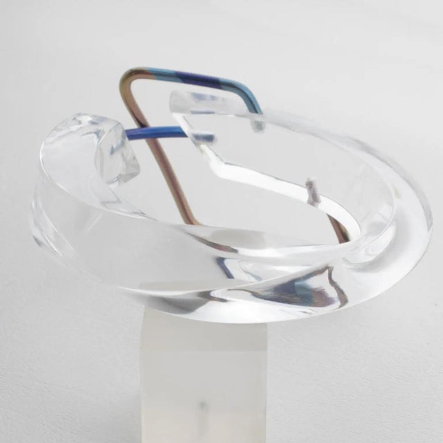 Metal Transparent Lucite Plexiglass Bangle Bracelet with Anodized Aluminum Belt Buckle For Sale - Image 7 of 15