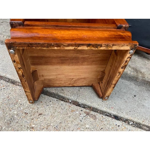 Art Decor Style Mahogany Burled Wood Open Space Bedside Table or Side Cabinet. For Sale - Image 11 of 11