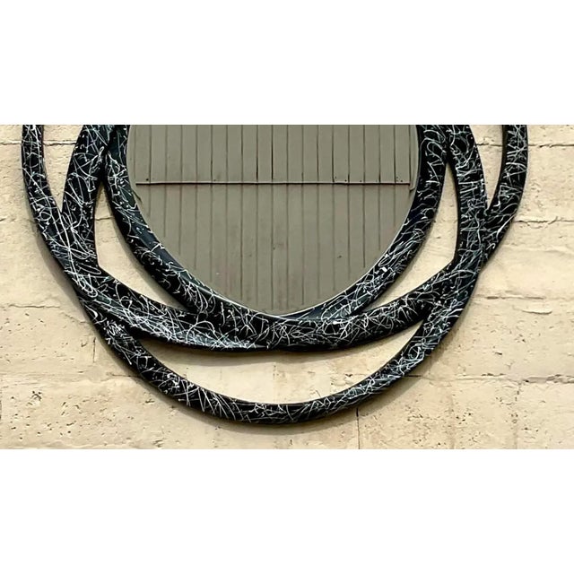 Vintage 80s Monumental Splatter Paint Rings Mirror For Sale - Image 12 of 12